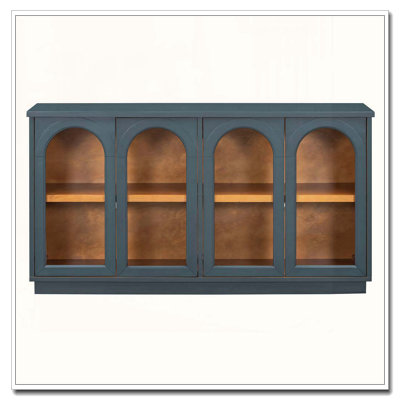 Arched Glass Door Sideboard with Adjustable Shelves