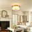 1-Light Brushed Gold Opal Glass Dimmable LED Flush Mount Ceiling light for Bedroom