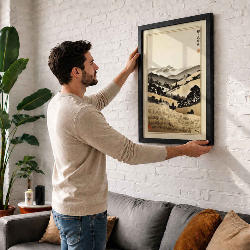 Mountain Grain Fields Japandi - Print, Black, A3 - 42.0 x 29.7 cm