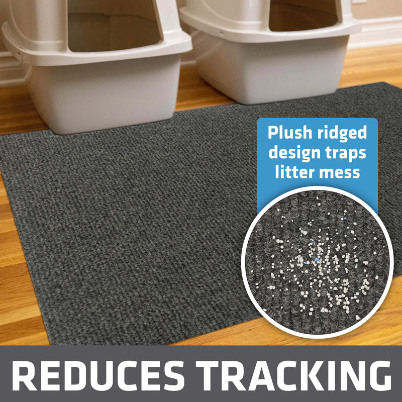 Jumbo Dark Grey Plush Cat Litter Trapping Mat
