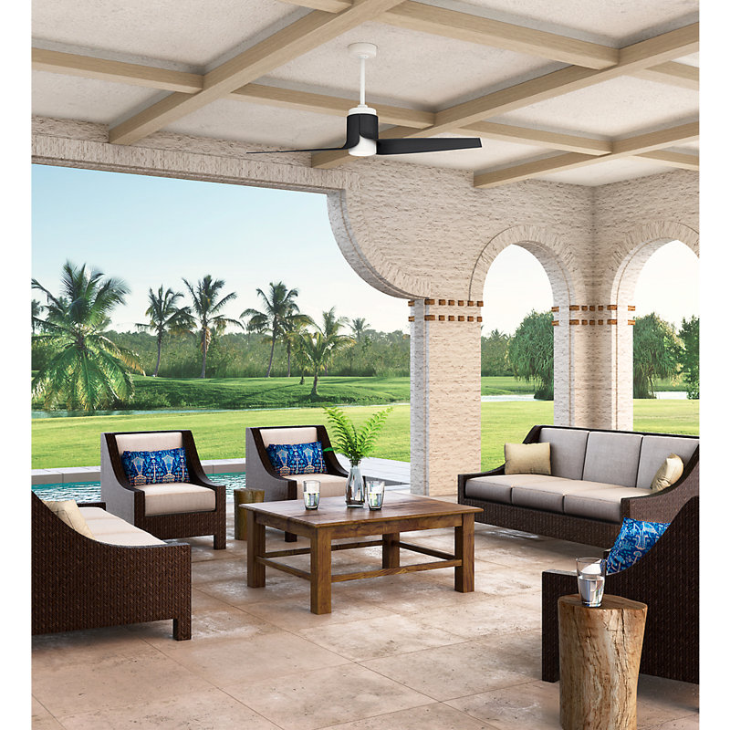 54" Aya 2 - Blade LED Smart Standard Ceiling Fan with Wall Control and Light Kit Included, Black Ash