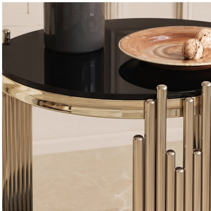 Ensemble de table de salon 3 pièces, Black, Silver