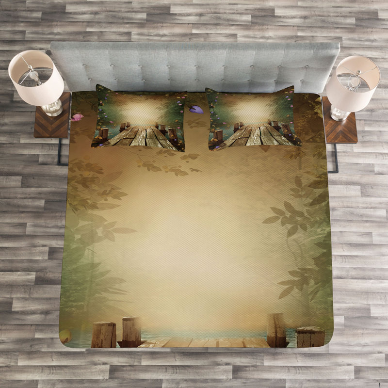 No Pattern Bedspread with Pillow Shams Included, 220 x 264 cm