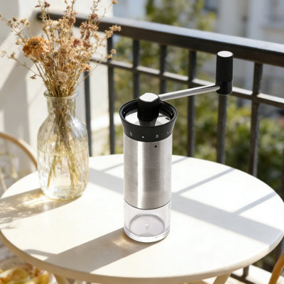 Moulin à café manuel de qualité supérieure avec meules en céramique - Manivelle portable avec 5 réglages de grosseur réglables pour espresso, presse française, voyage, maison et bureau