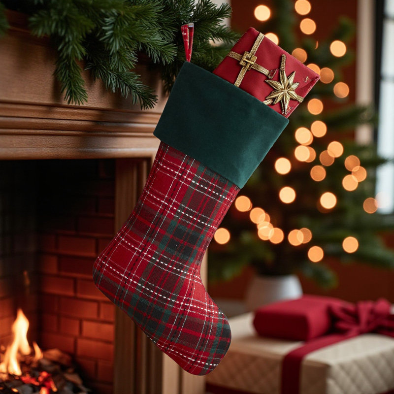 Personalization Mall Holiday Plaid Christmas Stocking