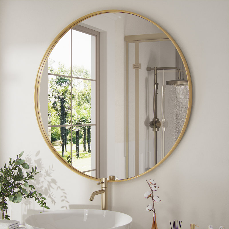 Miroir de salle de bain Alysan, Doré, 30 po x 30 po