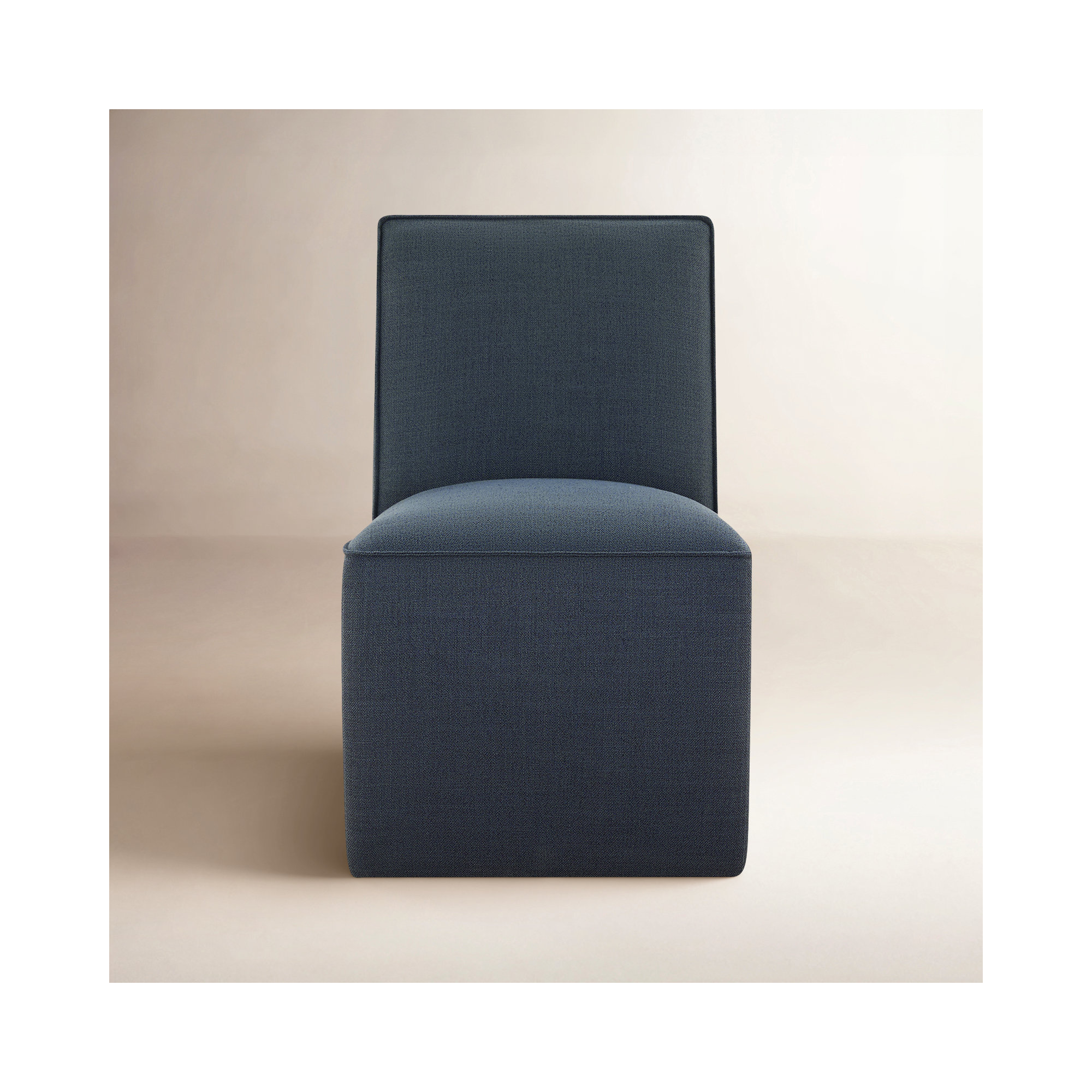 Henley Caster Wheel Dining Side Chair, Linen Effie Indigo