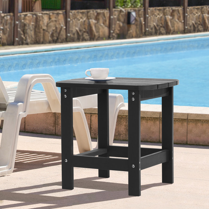 Charcoal Grey Square Outdoor Side Table , 18.7'' in. W 15'' in. D, Black