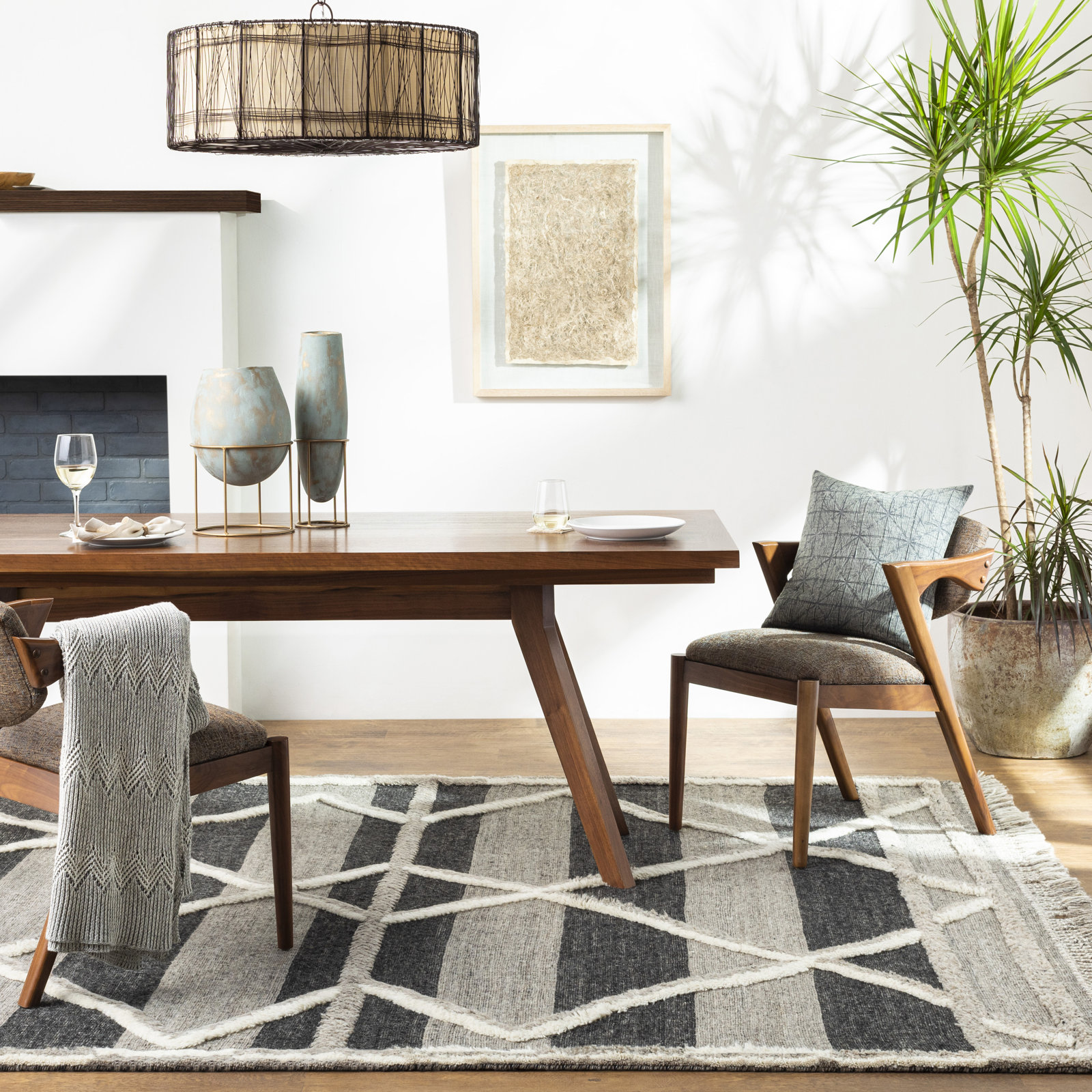 Leanna Hand-Knotted Gray Moroccan Rug, Rectangle 8'10" x 12'