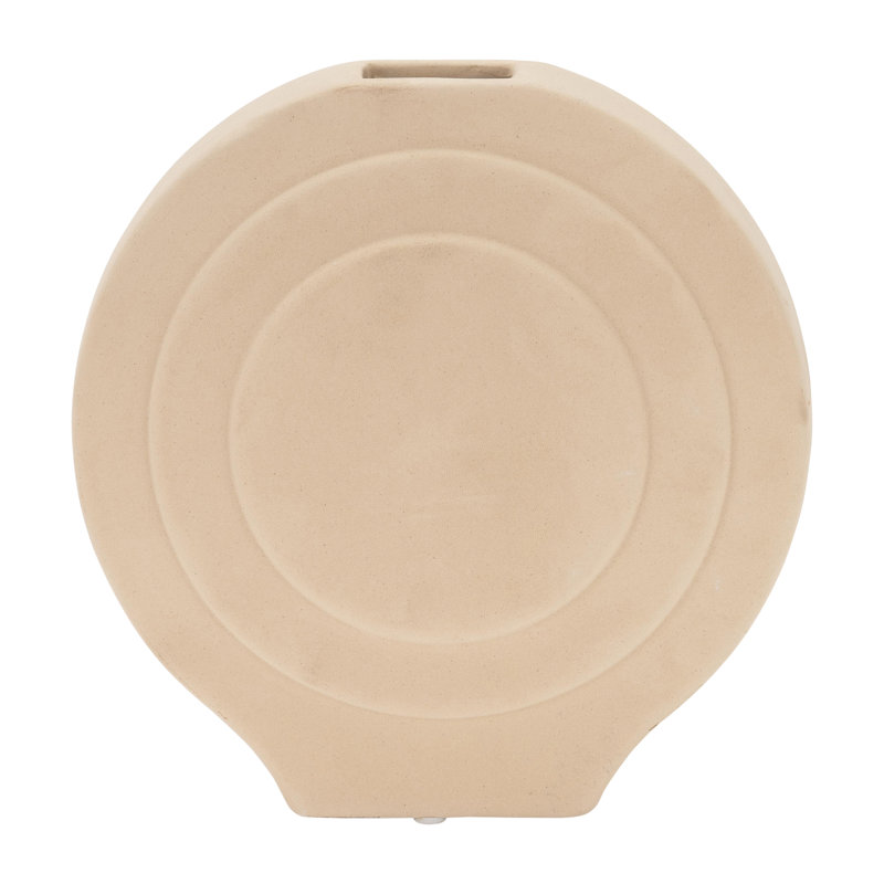 Vase rond 7 "en Dolomite, couleur unie, touche moderne à n'importe quelle pièce, Ivoire/beige