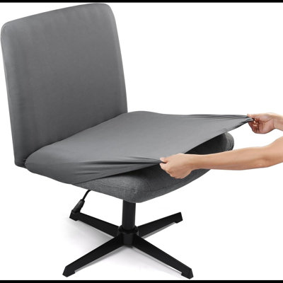 Armless Criss Cross Office Desk Chair Cover Slipcover,Accent Mid Back Wide Swivel Task Vanity Slipper Chair Protector Stretch Removable Without Arms For Accent Chair