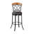 1Pc Pub Height Swivel Chair Faux Leather Upholstered Black Metal Frame Dining Furniture