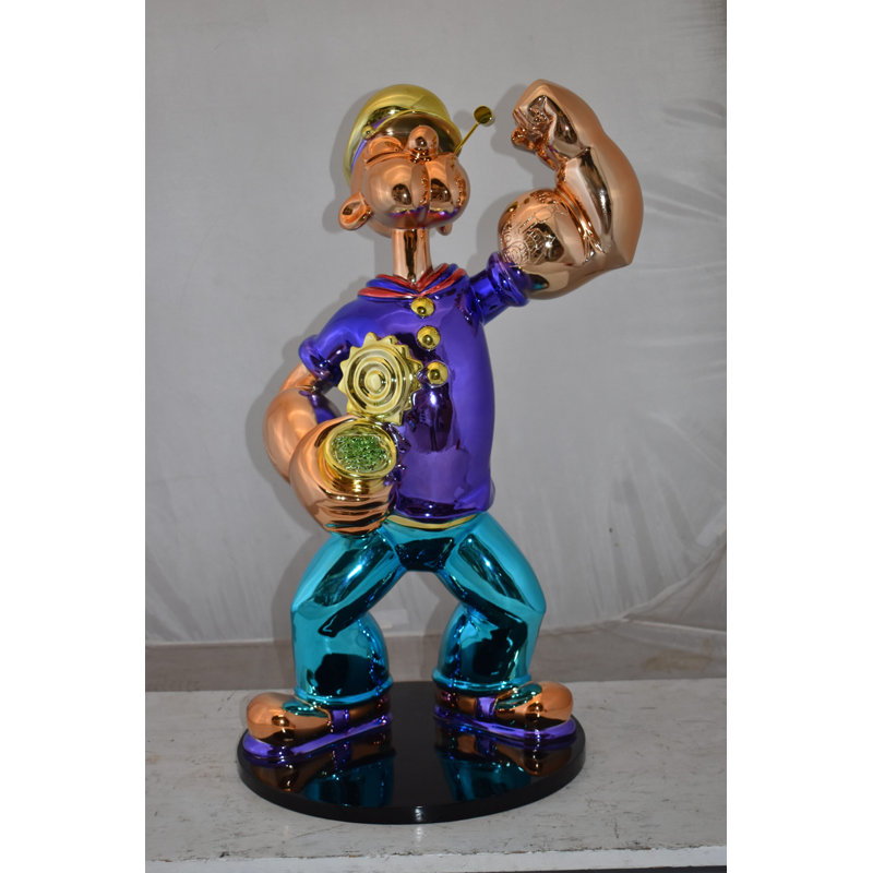 Popeye Statue Iconic Red Resin Statue  Size: 11" x 6" x 17"H, 31" H x 18" W x 16" D, Purple