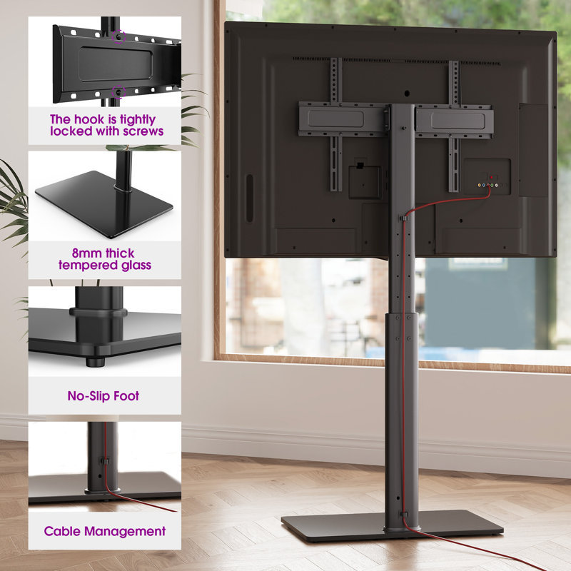 Meuble télé de coin Allejah, 61.2" H  x 23.6" W x 15.7" D, Noir