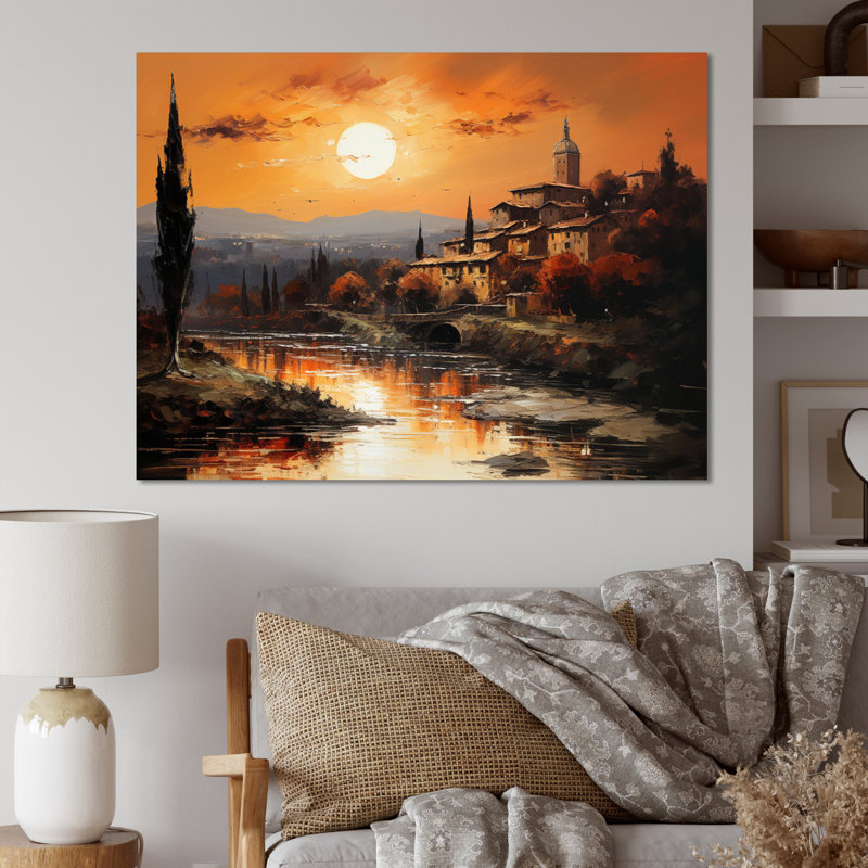 «Italy Tuscan Sunsets I», reproduction d'art sur toile encadrée, Toile tendue, H 30 po x l 40 po x P 1,5 po