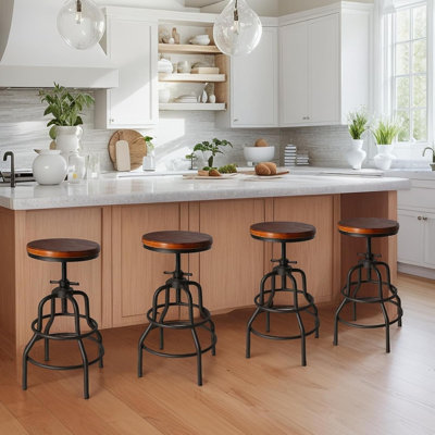 Willetton Swivel Pine Solid Wood Counter Stool with Iron Frame