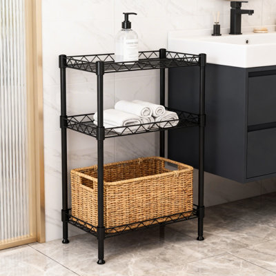 Étagère de rangement en métal à 3 niveaux pour la chambre à coucher et la cuisine, profondeur 18,18 po, orientation verticale, unité de salle de bain ajustable facile à installer, largeur 11,74 po, H 24,21 po