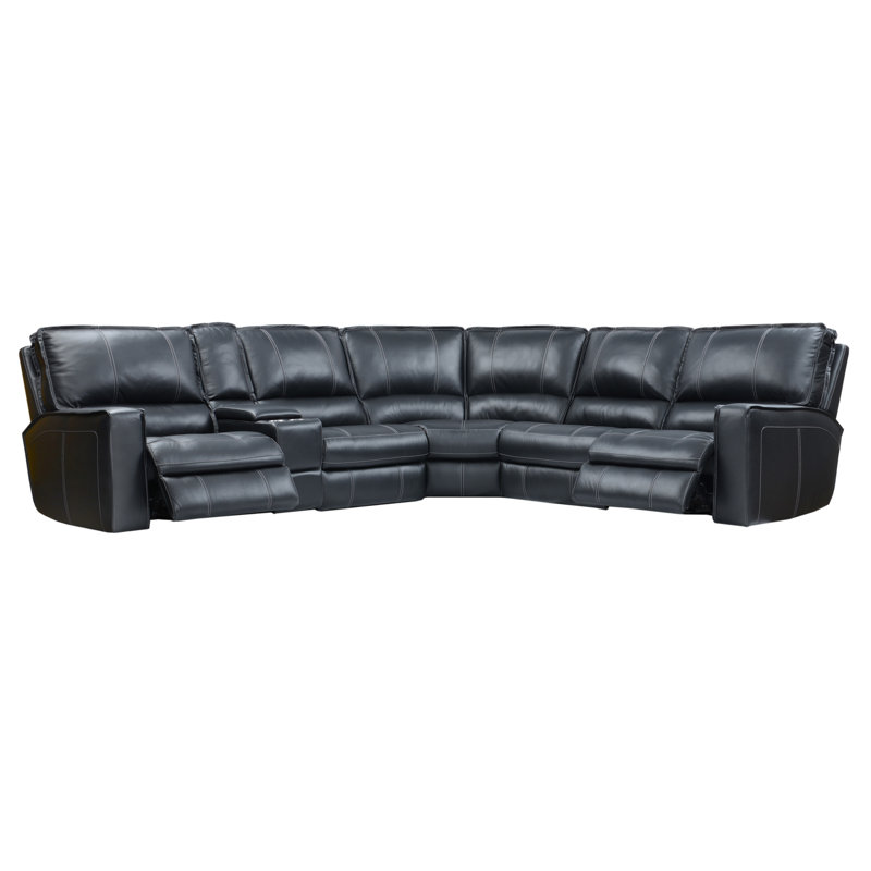 Azyah Upholstered Power Reclining L-Shaped Sectional Symmetrical, Verona Black