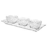 Dublin Crystal Scalloped 4 Piece Appetizer Bowls & Tray Set