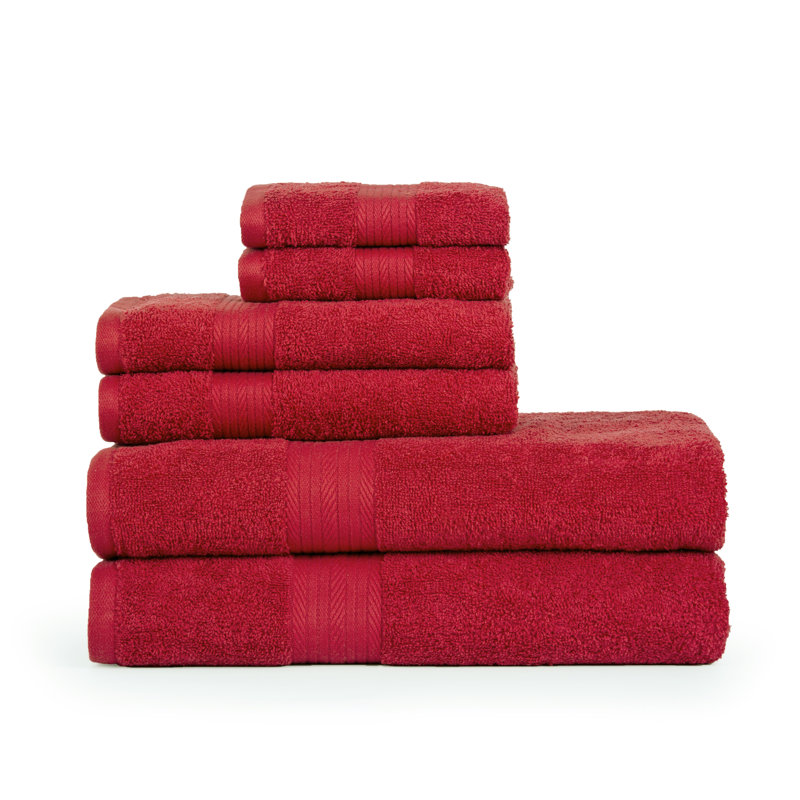 Towel Set of 6 100% Cotton 600 GSM, Red