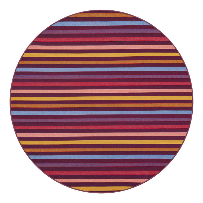 Grierson Striped Indoor / Outdoor Rug, Round 6'1"