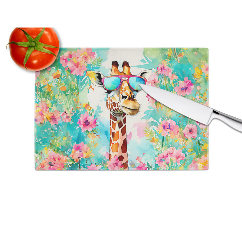 Hippie Animal Giraffe Glass Cutting Board