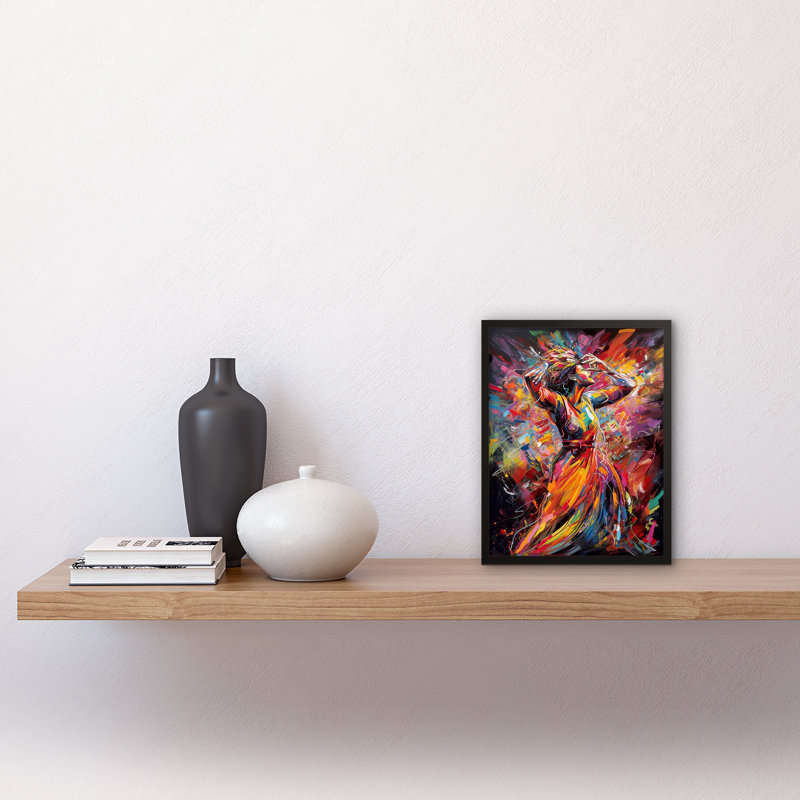 Lumzy Happy Woman Dancing To Music Modern Vibrant Colour - Single Picture Frame Print