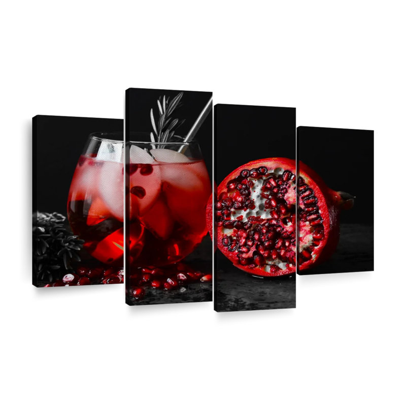 Ensemble de 4 toiles tendues Peche Grenade Prosecco, H 22 po x l 36 po x P 1 po