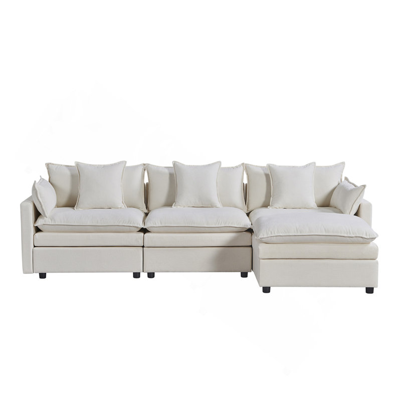 Canapé modulaire en L 108,66 "en chenille moderne avec méridienne convertible, canapé modulaire profond avec repose-pieds Comfy Cloud