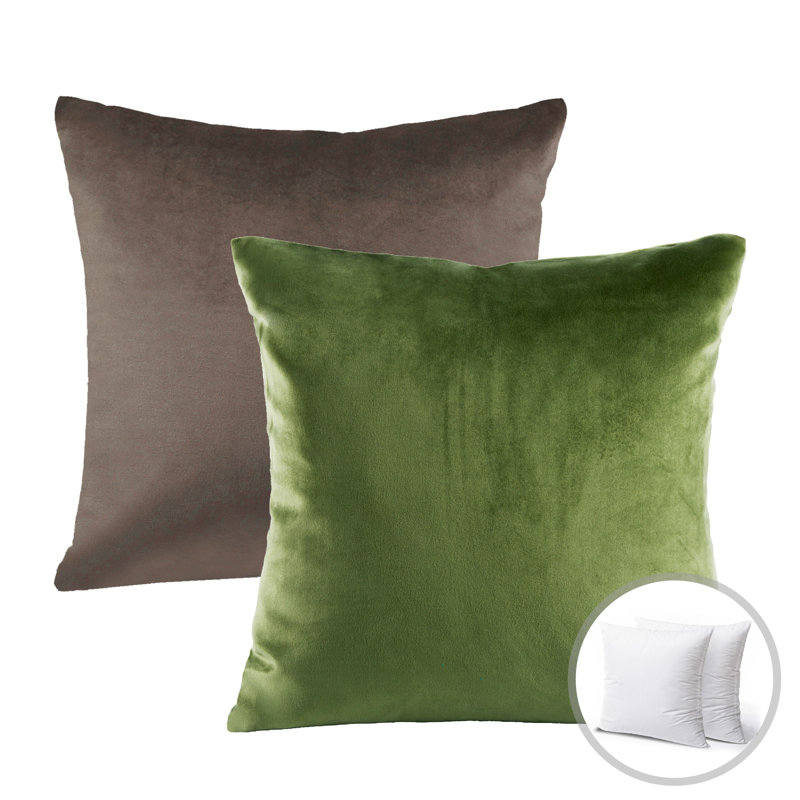 Reversible Throw Pillow, Light Green/Dark Coffee, 22"H   x 22"W