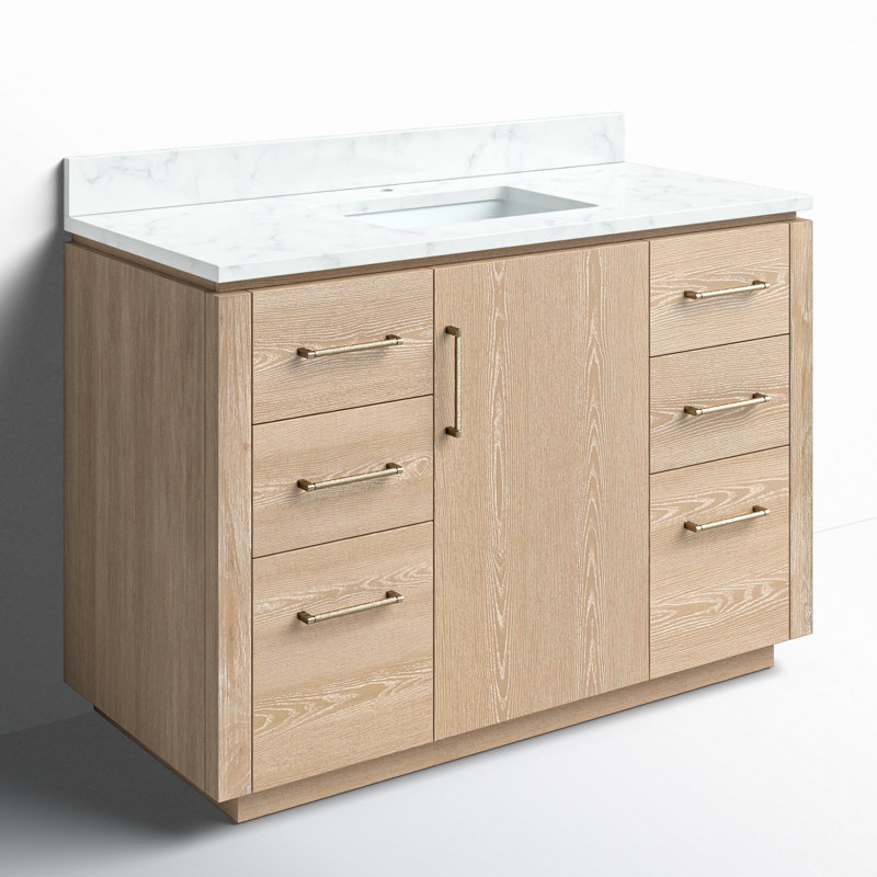 Meuble-lavabo simple 48 po Cloverfield, Or, Gris cendré délavé
