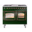 Cuisinière à double combustible de 40 po avec 6 brûleurs scellés et plaque chauffante (porte vitrée) ILVE Nostalgie II Series Noblesse-1419001513-1424045532