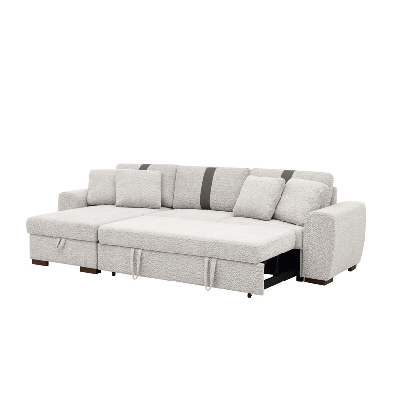 Wool-Like Pull-Out Sleeper Sofa, Left Hand Facing