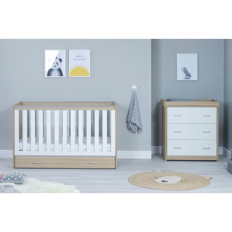Veni 2 Piece Room Set with Drawer, Oak/White