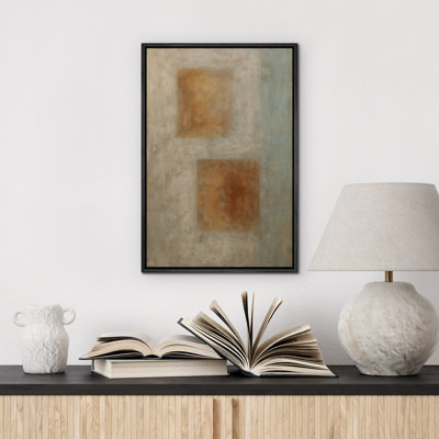 Modern Rust Color Block Abstract Canvas Wall Art, Earth Tone Framed Print for Minimalist or Industrial Living Room Decor