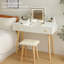 Ensemble de coiffeuse avec miroir à DEL et prise de courant, coiffeuse avec deux tiroirs et armoire, pour chambre à coucher, salle de bain