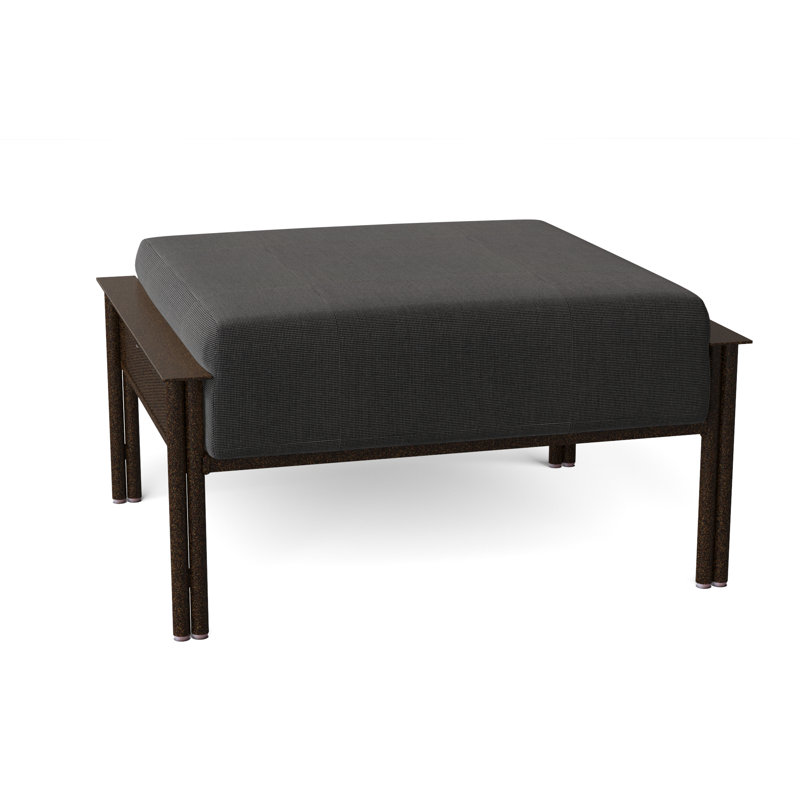 Jax Outdoor Ottoman, Chestnut Brown, Canvas Navy Sunbrella® Canvas