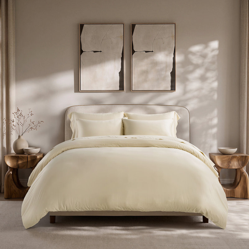 Ensemble de housse de couette 100% rayonne de bambou EverGrace, King (108" X 92"), Oat Cream