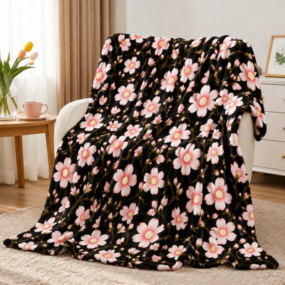 Jeté à imprimé floral, couverture en molleton doux et moelleux pour canapé, chambre à coucher, salon, décoration intérieure