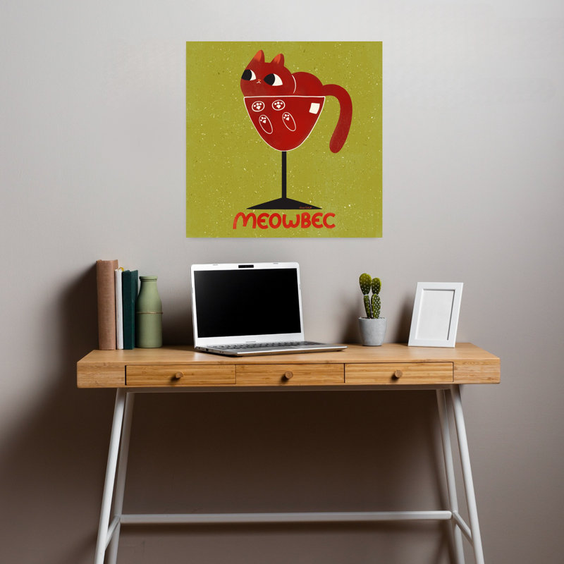Art contemporain rétro, art de chat, H 18 po x l 18 po