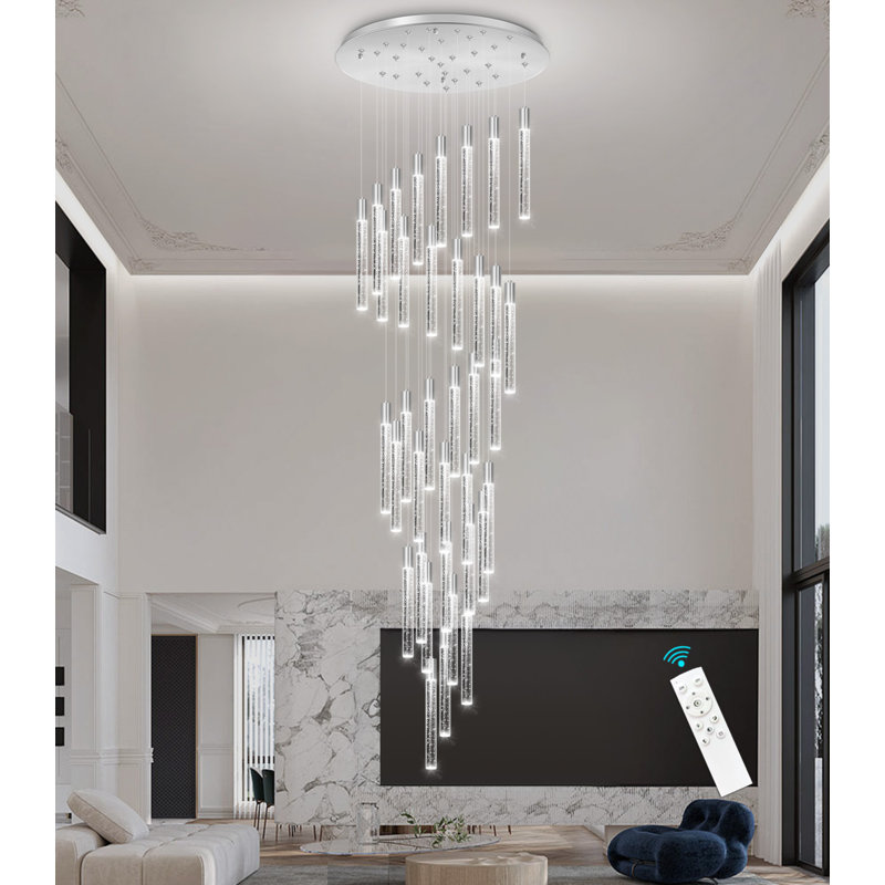 Glam 36 Lights Chandelier Led Dimmable Light Black, Silver