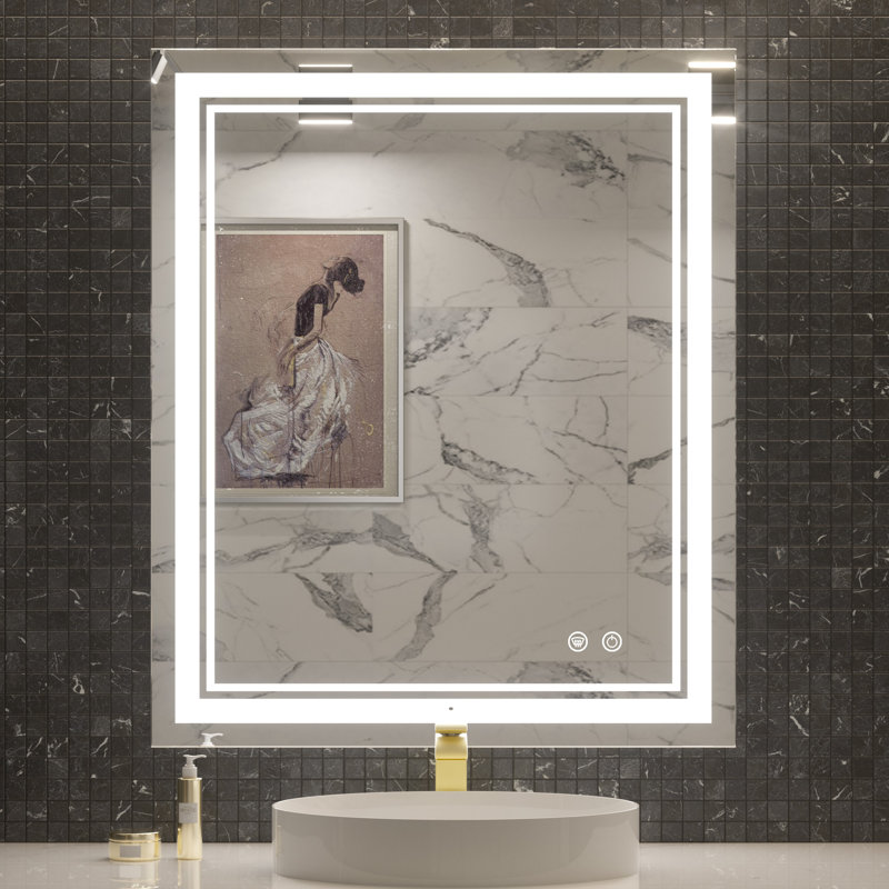 LED Lighted Bathroom / Vanity Mirror with Brightness Adjustable, Memory Function, Anti-fog, 36" x 30"