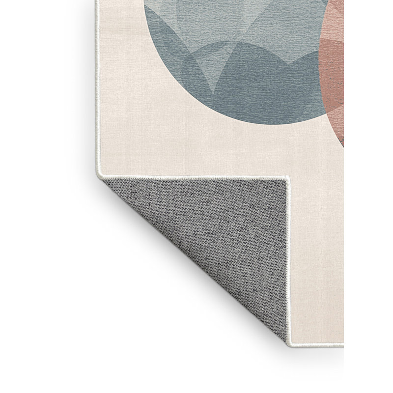 Machine Washable Highbridge Easter Modern & Contemporary Abstract Rug in Beige – White Binding, 4x6