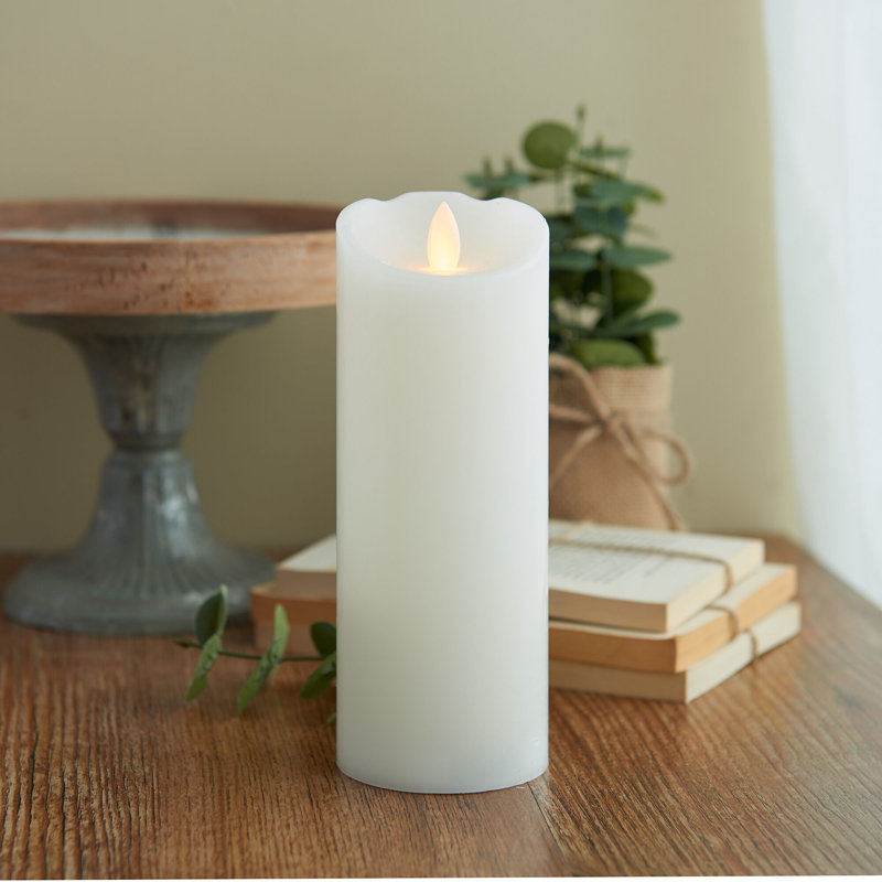 Mikasa Unscented Realistic-Flame LED Wax Pillar Candles, 8L" x 4W"