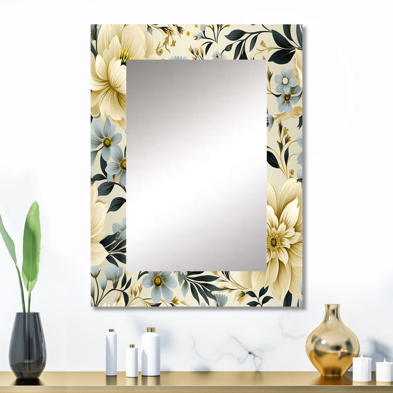 Starisha, motif victorien minimaliste de simplicité victorienne - miroir mural floral unique, miroir de chalet, impression d'art en métal