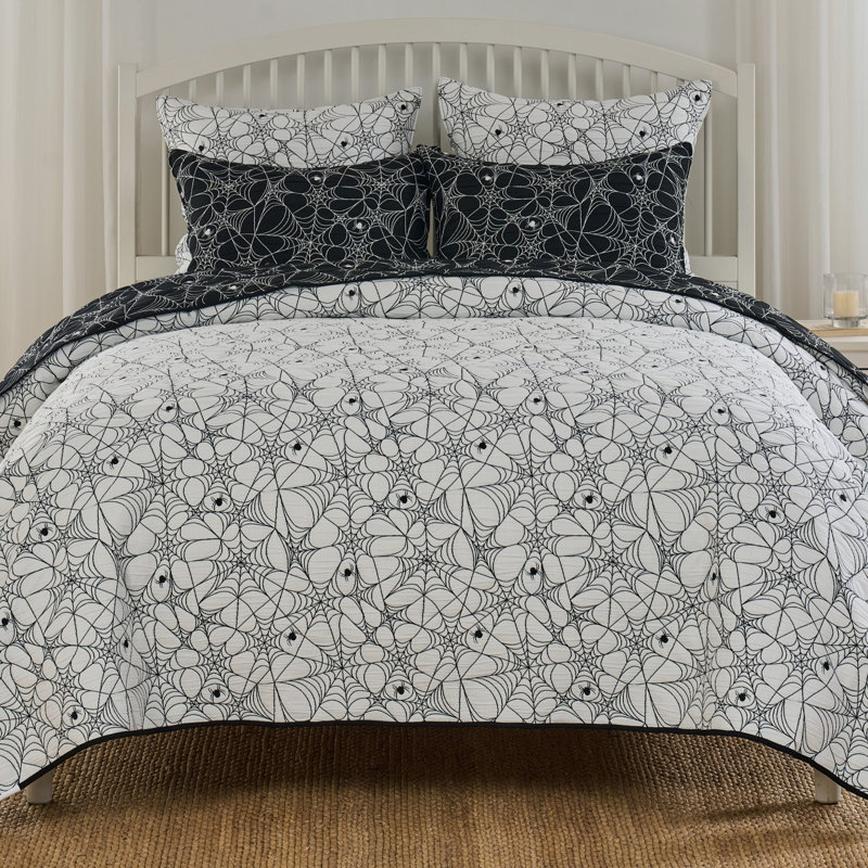 Ensemble de couvre-lit réversible 2 pièces Spinderella noir de Greenland Home Fashions – 1 place/TG, Twin/Twin XL, Spider