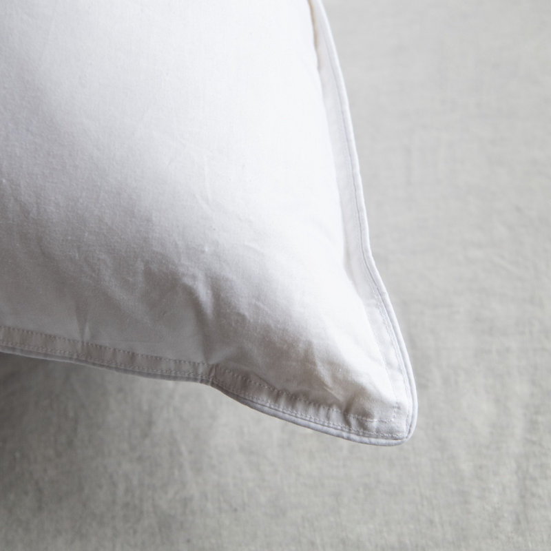 Medium White Duck Feather & Down Bed Pillow Pair with Cotton Shell