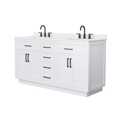 Beckett TK 66'' Double Bathroom Vanity with Quartz Top