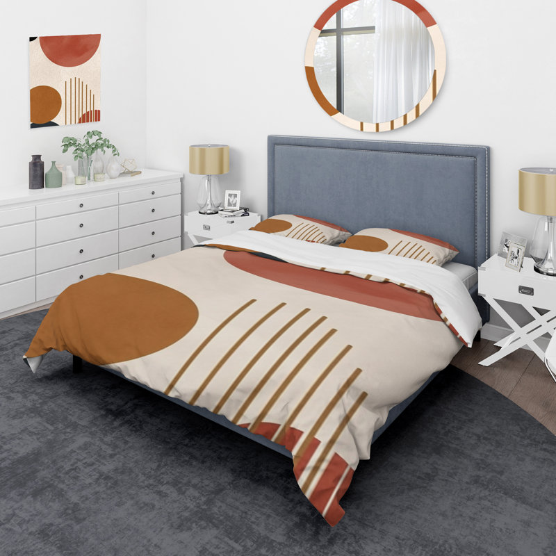 Ensemble de housse de couette beige minimaliste à motif bohème minimaliste 1, Housse de couette pour lit simple