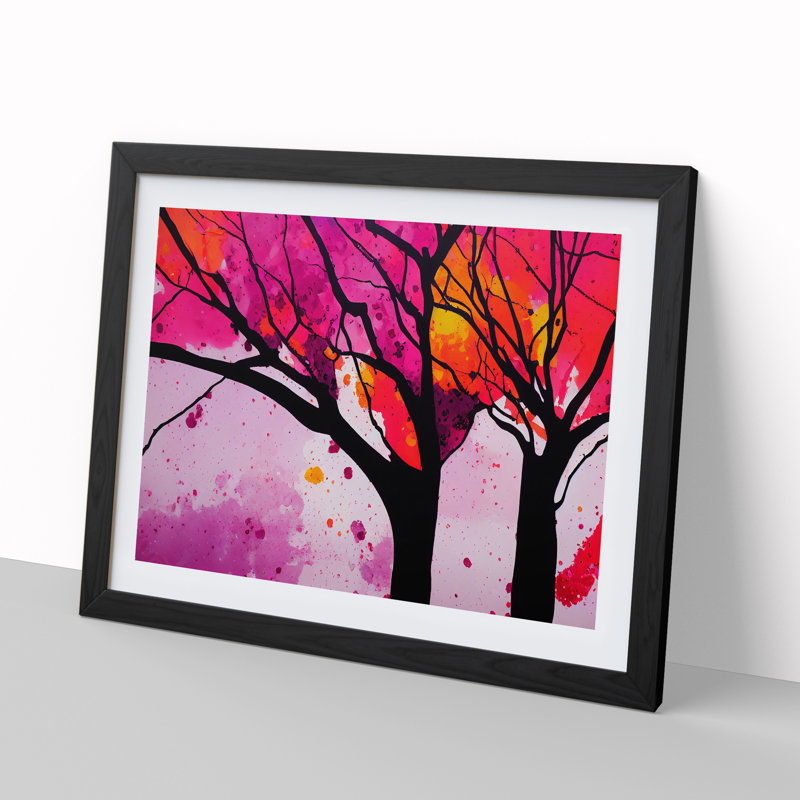 Meaningful Trees Abstract - Single Picture Frame Painting, 46cm H x 64cm W x 2cm D, Black
